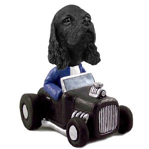 Black Cocker Spaniel Hot Rod Doogie Collectible Dog Figurine