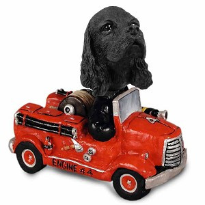 Black Cocker Spaniel Fire Engine Doogie Collectible Dog Figurine