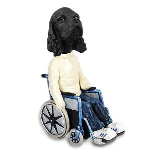 Black Cocker Spaniel Wheelchair Doogie Collectible Dog Figurine