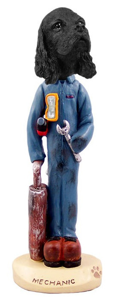 Black Cocker Spaniel Mechanic Doogie Collectible Dog Figurine