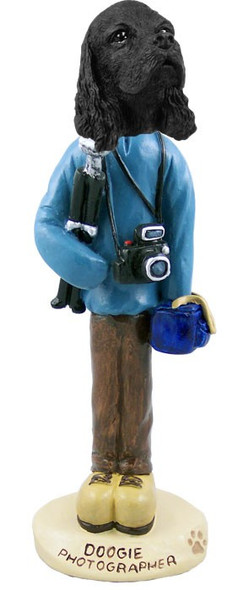 Black Cocker Spaniel Photographer Doogie Collectible Dog Figurine