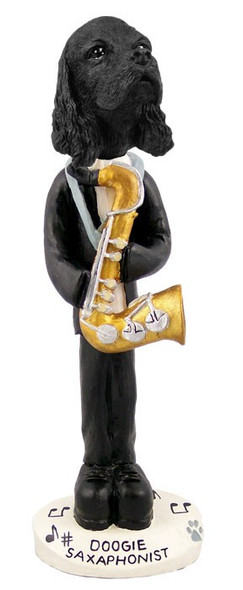 Black Cocker Spaniel Saxophonist Doogie Collectible Dog Figurine