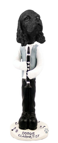 Black Cocker Spaniel Clarinetist Doogie Collectible Dog Figurine