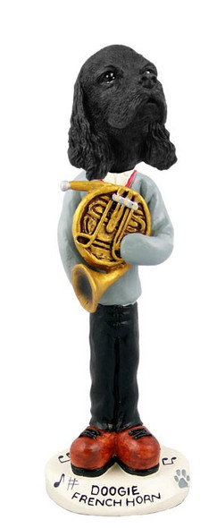 Black Cocker Spaniel French Horn Doogie Collectible Dog Figurine