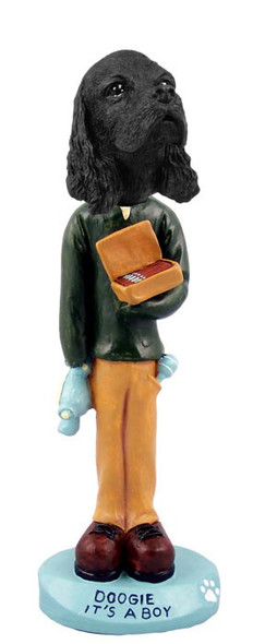 Black Cocker Spaniel It's a Boy Doogie Collectible Dog Figurine