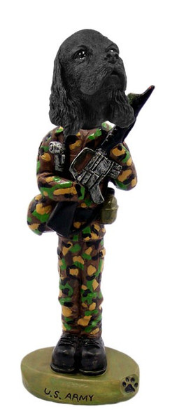 Black Cocker Spaniel U S Army Doogie Collectible Dog Figurine