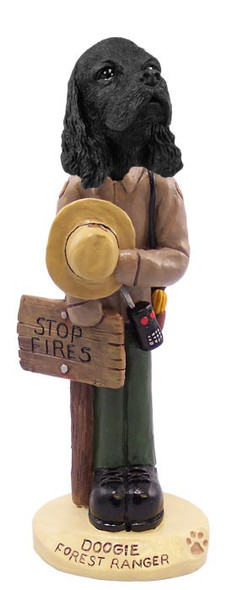 Black Cocker Spaniel Forest Ranger Doogie Collectible Dog Figurine