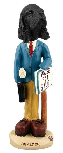 Black Cocker Spaniel Male Realtor Doogie Collectible Dog Figurine