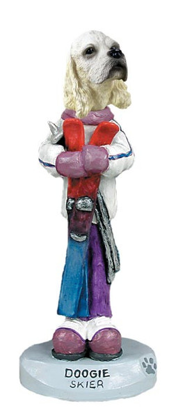 Blonde Cocker Spaniel Skier Doogie Collectible Dog Figurine