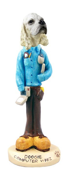 Blonde Cocker Spaniel Computer Whiz Doogie Collectible Dog Figurine