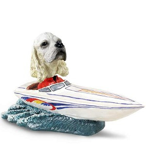 Blonde Cocker Spaniel Motorboat Doogie Collectible Dog Figurine