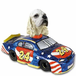 Blonde Cocker Spaniel Race Car Doogie Collectible Dog Figurine