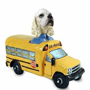 Blonde Cocker Spaniel School Bus Doogie Collectible Dog Figurine