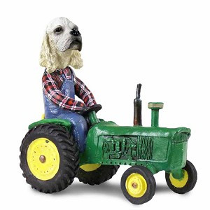 Blonde Cocker Spaniel Tractor Doogie Collectible Dog Figurine