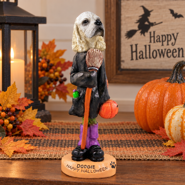 Blonde Cocker Spaniel Happy Halloween Doogie Collectible Dog Figurine