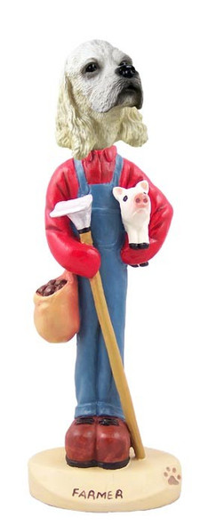 Blonde Cocker Spaniel Farmer Doogie Collectible Dog Figurine