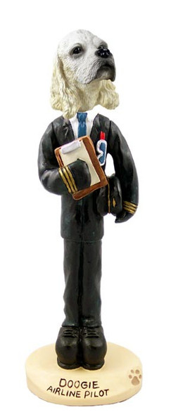 Blonde Cocker Spaniel Airline Pilot Doogie Collectible Dog Figurine