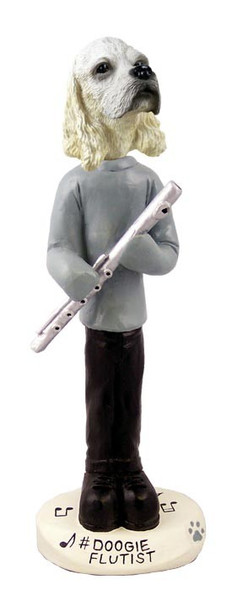 Blonde Cocker Spaniel Flutist Doogie Collectible Dog Figurine