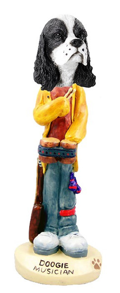Black & White Cocker Spaniel Musician Doogie Collectible Dog Figurine
