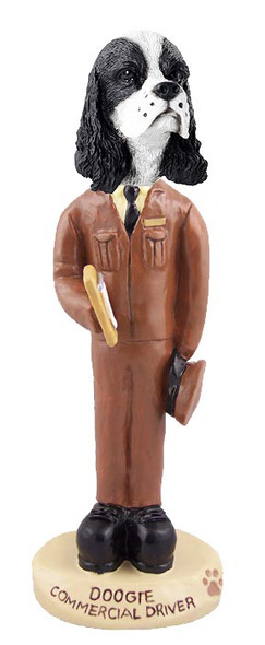 Black & White Cocker Spaniel Commercial Driver Doogie Collectible Dog Figurine