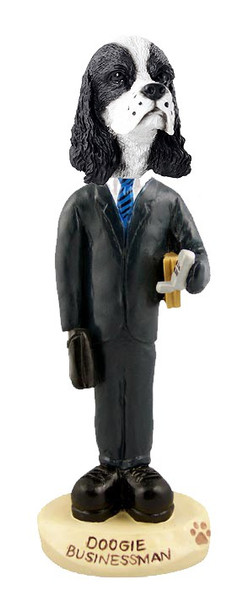 Black & White Cocker Spaniel Businessman Doogie Collectible Dog Figurine