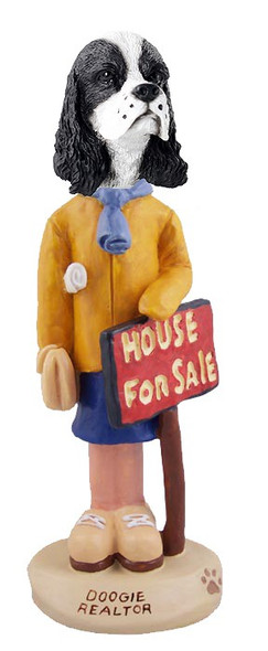 Black & White Cocker Spaniel Female Realtor Doogie Collectible Dog Figurine