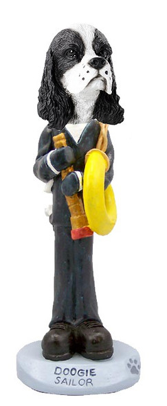 Black & White Cocker Spaniel Sailor Doogie Collectible Dog Figurine