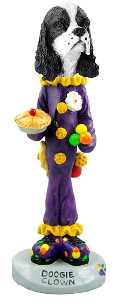Black & White Cocker Spaniel Clown Doogie Collectible Dog Figurine