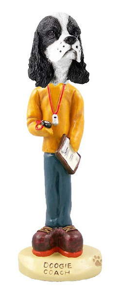 Black & White Cocker Spaniel Coach Doogie Collectible Dog Figurine