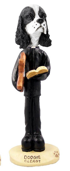 Black & White Cocker Spaniel Clergy Doogie Collectible Dog Figurine