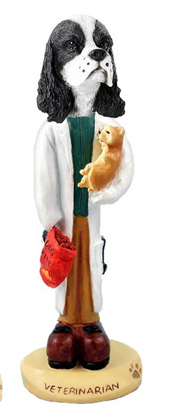 Black & White Cocker Spaniel Veterinarian Doogie Collectible Dog Figurine