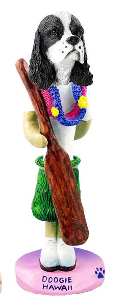 Black & White Cocker Spaniel Hawaii Doogie Collectible Dog Figurine