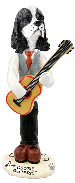 Black & White Cocker Spaniel Guitarist Doogie Collectible Dog Figurine