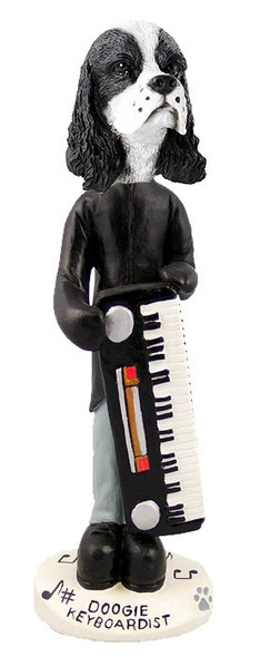 Black & White Cocker Spaniel Keyboardist Doogie Collectible Dog Figurine