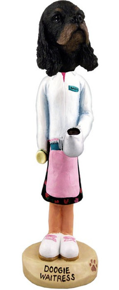 Black & Tan Cocker Spaniel Waitress Doogie Collectible Dog Figurine