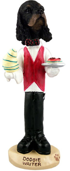Black & Tan Cocker Spaniel Waiter Doogie Collectible Dog Figurine
