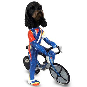Black & Tan Cocker Spaniel Bicycle Doogie Collectible Dog Figurine