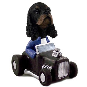 Black & Tan Cocker Spaniel Hot Rod Doogie Collectible Dog Figurine