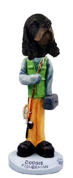 Black & Tan Cocker Spaniel Fisherman Doogie Collectible Dog Figurine