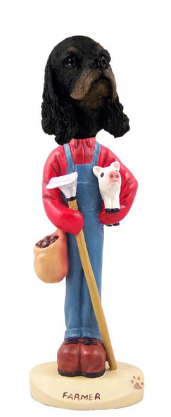 Black & Tan Cocker Spaniel Farmer Doogie Collectible Dog Figurine