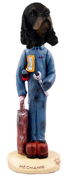 Black & Tan Cocker Spaniel Mechanic Doogie Collectible Dog Figurine