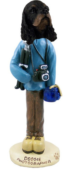 Black & Tan Cocker Spaniel Photographer Doogie Collectible Dog Figurine