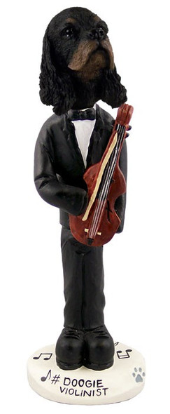 Black & Tan Cocker Spaniel Violinist Doogie Collectible Dog Figurine