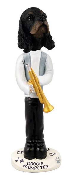 Black & Tan Cocker Spaniel Trumpeter Doogie Collectible Dog Figurine