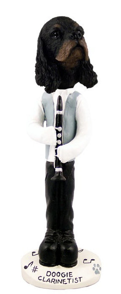 Black & Tan Cocker Spaniel Clarinetist Doogie Collectible Dog Figurine