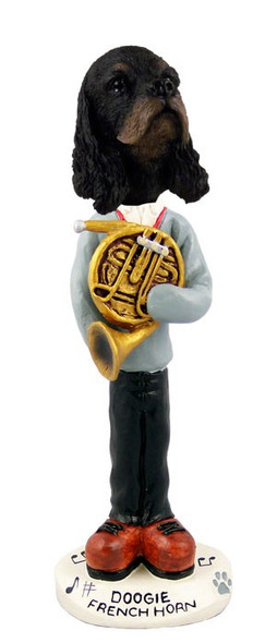 Black & Tan Cocker Spaniel French Horn Doogie Collectible Dog Figurine