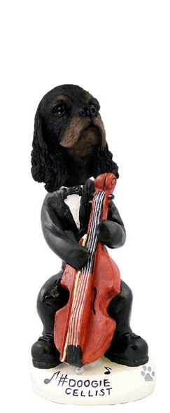 Black & Tan Cocker Spaniel Cellist Doogie Collectible Dog Figurine