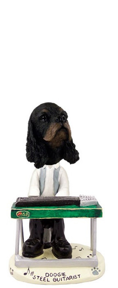 Black & Tan Cocker Spaniel Steel Guitarist Doogie Collectible Dog Figurine