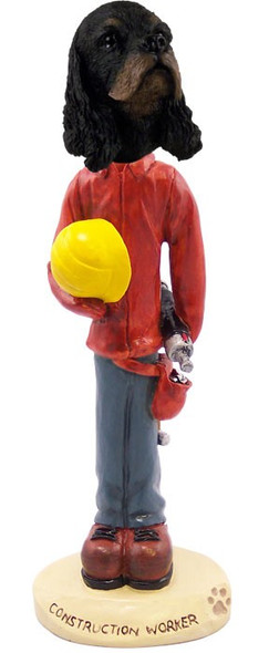 Black & Tan Cocker Spaniel Construction Worker Doogie Collectible Dog Figurine
