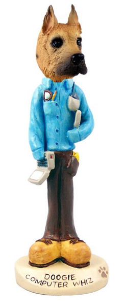 Fawn Great Dane Computer Whiz Doogie Collectible Dog Figurine